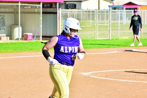 Rikki Vega runs to base during the Lady Buck’s last district home game. Courtesy photo