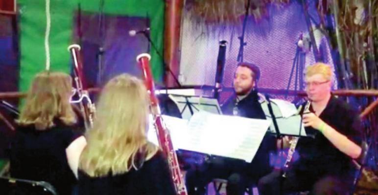 Riley Spencer, far right, is shown here participating in a quartet wind ensemble on June 16 during OperaMaya 2021 in Cancun, Mexico. Courtesy photo