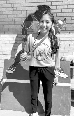Andynne Ramirez took first place in eighthgrade girls’ singles tennis last weekend in Fort Stockton at the middle school tennis tournament. Courtesy photo