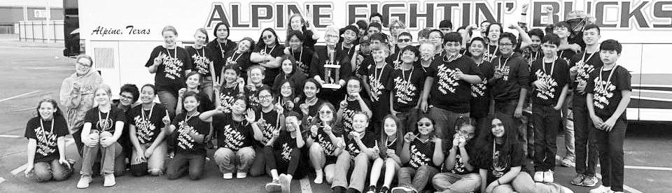 The Alpine Middle School Fightin’ Buck Band recently participated in the Greenwood Music Festival where they brought home the Outstanding Performance Trophy. Courtesy photo