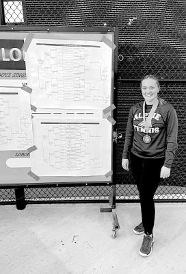 Esther Lotti earned first place in the girl’s JV singles tournament in Monahans recently. Courtesy photo