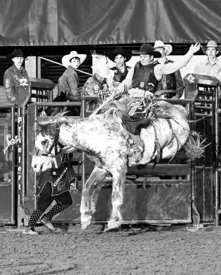 Clancey Newman is seen here in the third-place ride that qualified him for a bid at this week’s Texas High School Rodeo Finals in Abilene. Courtesy photo