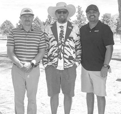 Ronnie Monclova, Eddie Barraza, and Chris Martinez of Alpine were first place winners in the Championship Flight at the Project Graduation golf tournament on March 26. Courtesy photo