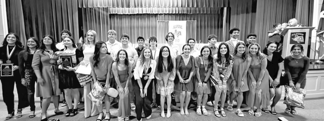 The Alpine High School awards ceremony was held Monday night at the AISD Administration building. Among the many awards received by students was the recognition of the honor graduates for the Class of 2024 pictured here. Photo by Kara Gerbert