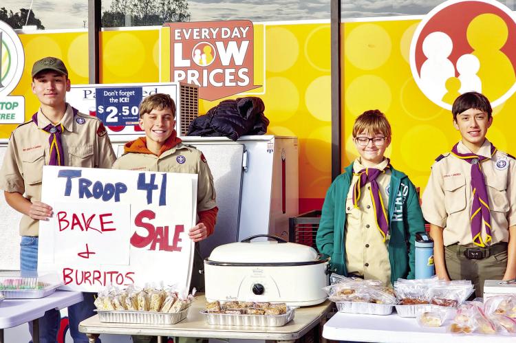Alpine Boy Scout Troop #41 held a bake sale in front of Family Dollar this past Saturday to raise money for summer camp. Photo by Kara Gerbert